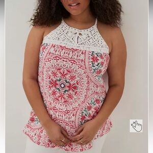 Torrid Knit Macrame High Neck Tank Top Size 3x